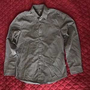 H&M Dark Gray and Black Striped Button Down Shirt